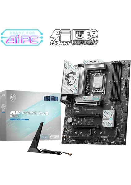 Msı B860 Gamıng Plus Wıfı Ddr5 8800MT/S 1xhdmı 1xdp 3xm.2 Atx 1851P (Intel Ultra Processors Serıes2)