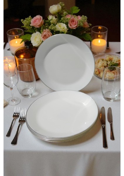 Oftast 25 cm 6 Kişilik Yaldızlı Servis Tabağı Gms