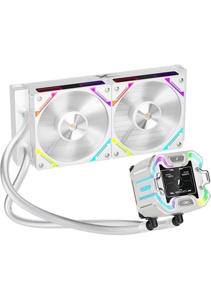 x Starshıp 240MM Beyaz Argb IPS 2.4&quot; Dijital Ekranlı Am5,am4/lga 1851, Lga 1700 Premıum Işlemci Sıvı Soğutucu