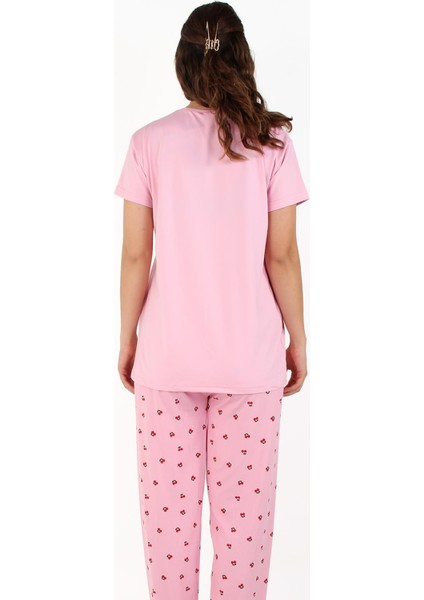 3203 Milan Sıfır Yaka Kısa Kol Üst Uzun Alt Cherish Me Pijama Takımı