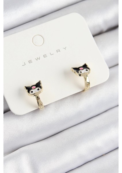 Pirinç Kuromi Model Gold Renk Çocuk Küpe