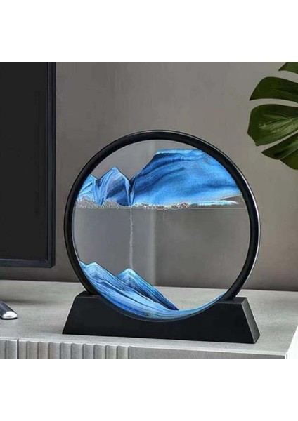 Hareketli 3D Kum Saati 30CM Büyük Boy Mavi Yuvarlak 12INCH Cam Dekoratif Sanatsal Rahatlatıcı fırsatları