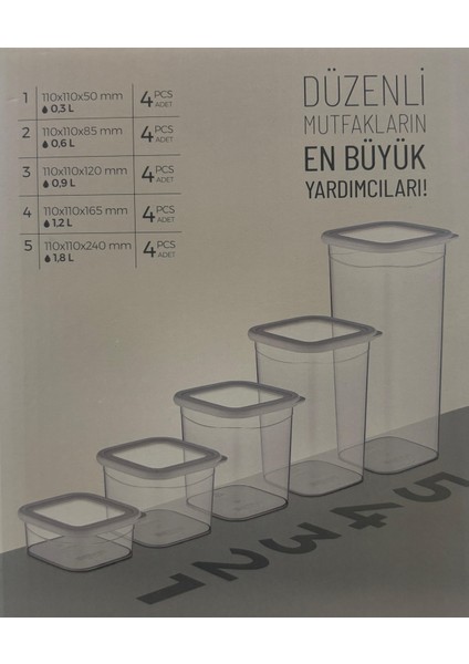 20’li Erzak ve Baharat Saklama Kabı Seti – Füme, Kapaklı, Çeyiz Seti indirimleri
