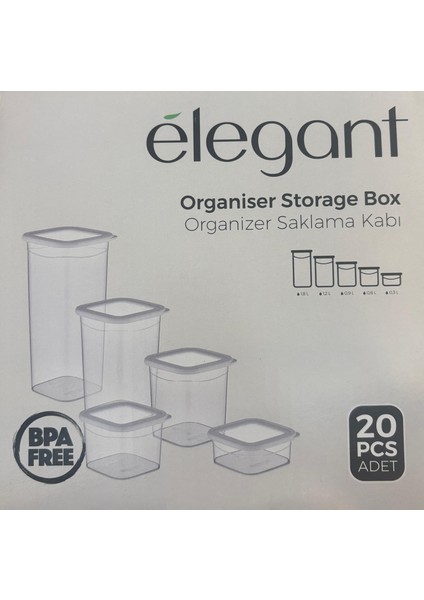 20’li Erzak ve Baharat Saklama Kabı Seti – Füme, Kapaklı, Çeyiz Seti