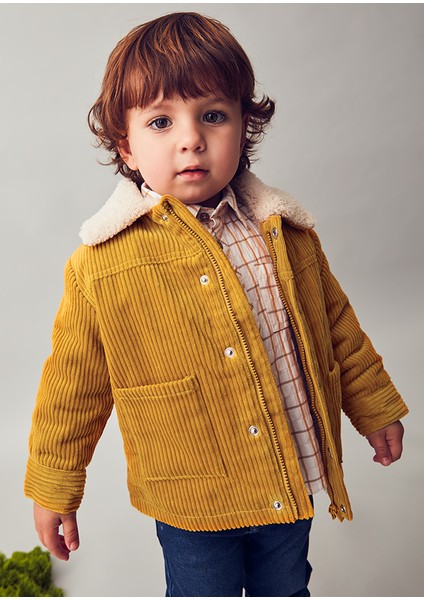 Erkek Bebek Mont (1-4 Yaş) – Açık Kahverengi, Içi Kürklü, %100 Pamuk, Uzun Kollu, Çift Cepli