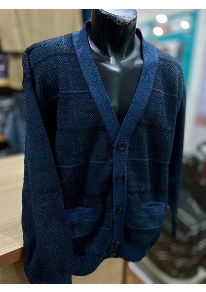 Erkek Triko Düğmeli Cepli Desenl Ihırka