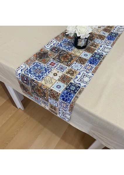 Etnik Desenli Runner, Duck Kumaş Runner, Su ve Leke Itici | Dayanıklı, Modern Tasarım 40X145 cm fiyatları