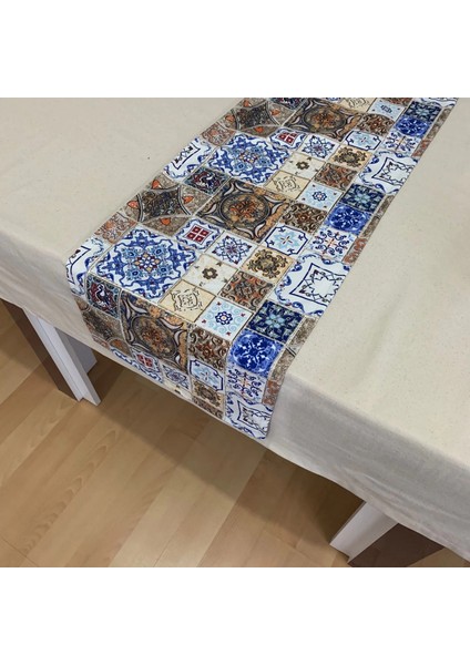 Etnik Desenli Runner, Duck Kumaş Runner, Su ve Leke Itici | Dayanıklı, Modern Tasarım 40X145 cm fırsatları