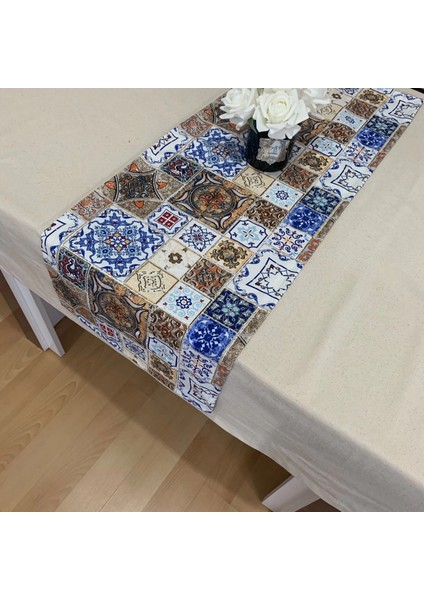 Etnik Desenli Runner, Duck Kumaş Runner, Su ve Leke Itici | Dayanıklı, Modern Tasarım 40X145 cm indirimleri