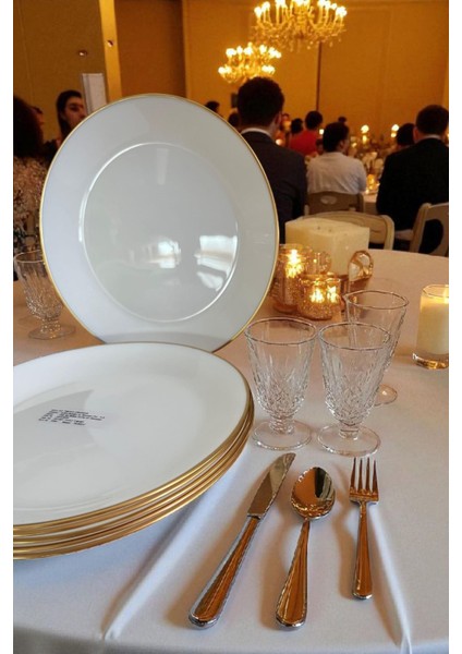 Oftast 25 cm 6 Kişilik Yaldızlı Servis Tabağı Gld