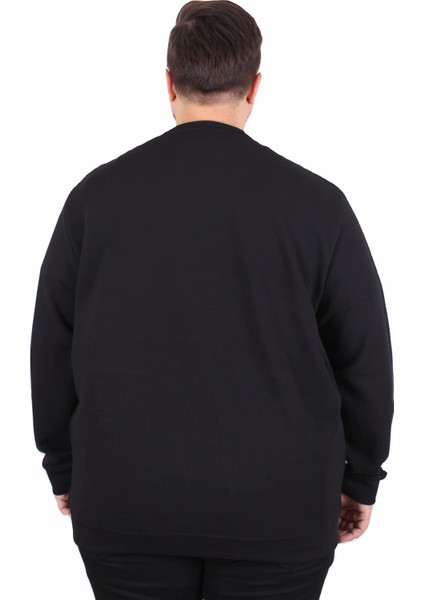 Büyük Beden Bisiklet Yaka Cepli Sweat Double Face Pike 25702 Sıyah fırsatları