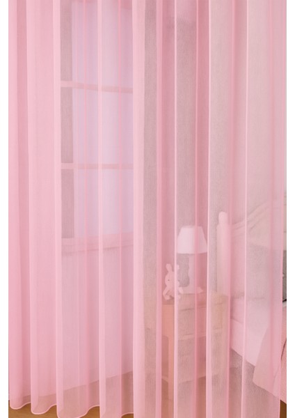 Pembe Tül Perde, Kız Çocuk Odası, Sık Pile, Düz, Sade, Tül Perde, Kornişli, Pembe fırsatları