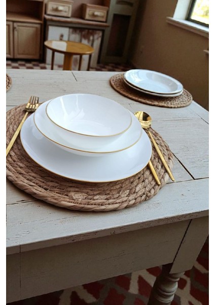 Oftast 18 Parça 6 Kişilik Yaldızlı Yemek Takımı Gld fiyatları