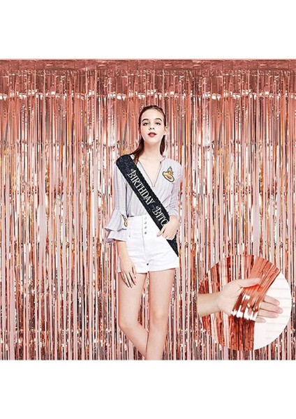 Bfs Rose Gold Püsküllü Kapı Perdesi - Parti, Bekarlığa Veda, Doğum Günü 1x2 M fırsatları