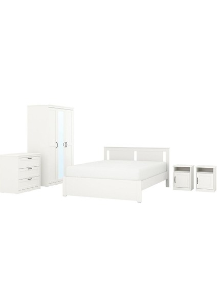 Yatak Odası Takımı, Beyaz, 160X200 Cm, 5'li Set