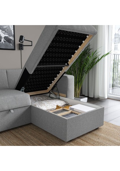 Bazalı Yataklı Köşe Kanepe, Tibbleby Bej-Gri fırsatları