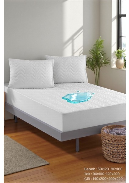 Kapitoneli Fitted Beyaz Yatak Koruyucu Tek Çift Kişilik Su Sıvı Geçirmez Terletmeyen Yatak Alezi