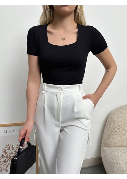 Kadın Kare Yaka Uzun Kollu Viskon Bluz modelleri