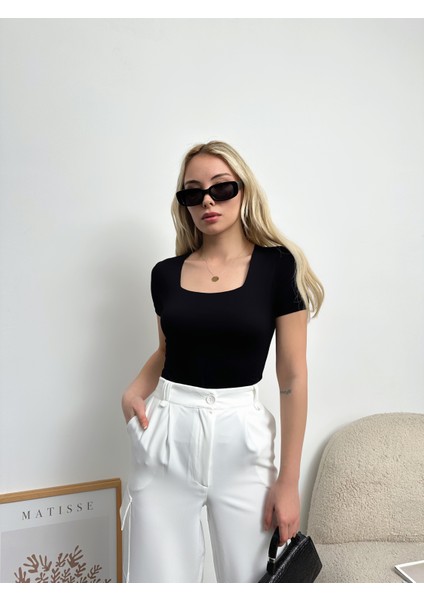 Kadın Kare Yaka Uzun Kollu Viskon Bluz indirimleri