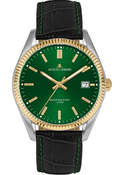 JL.50-4W Quartz Deri Siyah Yeşil Kadran 10 Atm 34 mm Kadın Kol Saati