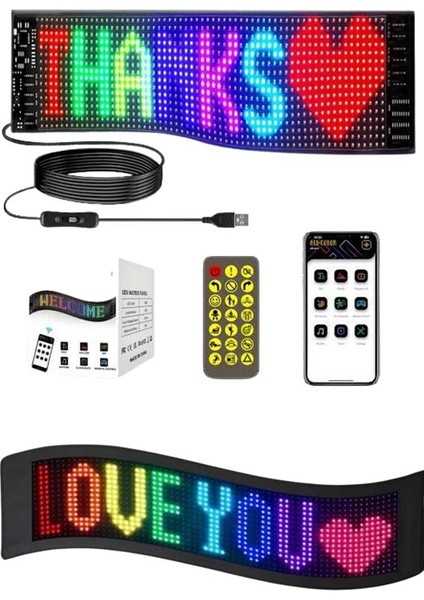 Matrix LED Cama Yapışan Telefon Kontrollü Panel Dijital Ekran Kumandalı