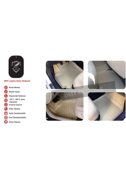 Rizline Bmw 3 Serisi E90 2004-2013 Ile Uyumlu 3D Havuzlu Paspas Bej fiyatları