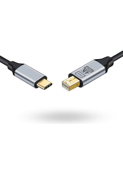 Büro Ev Ofis Cihazları Için 1.8mt Siyah Usbc-Minidp Çevirici Kablo
