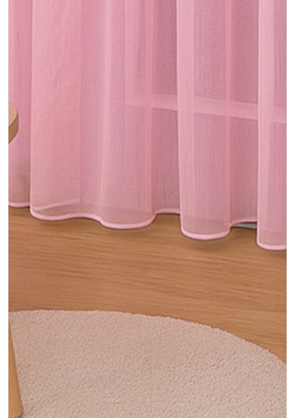 Pembe Tül Perde, Kız Çocuk Odası, Sık Pile, Düz, Sade, Tül Perde, Kornişli, Pembe indirimleri
