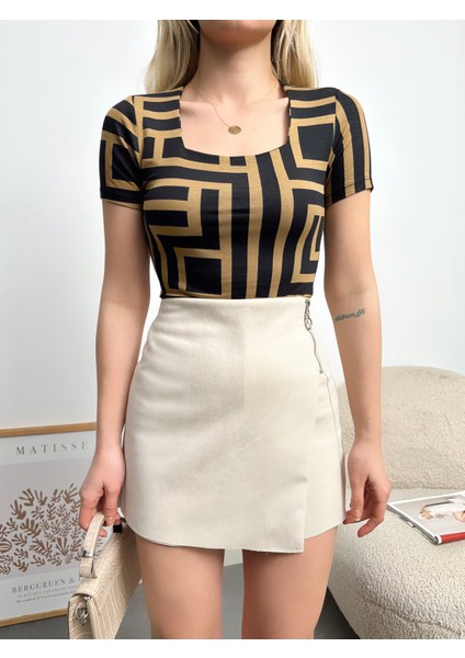 Kadın Kare Yaka Uzun Kollu Viskon Bluz modelleri