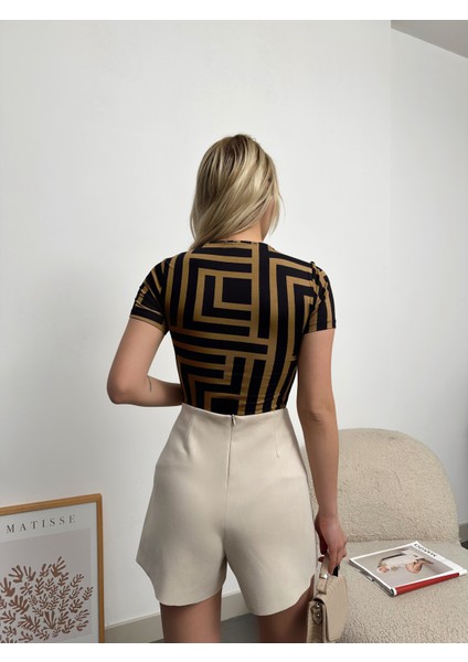 Kadın Kare Yaka Uzun Kollu Viskon Bluz