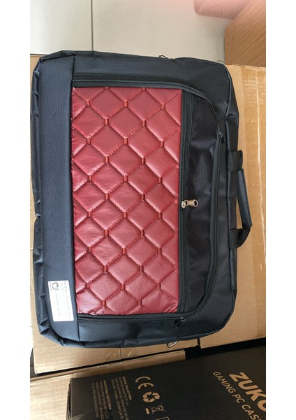 Rex Baklava Desenli 15,6 Kumaş Siyah-Bordo Notebook Çantası Bilgisayar