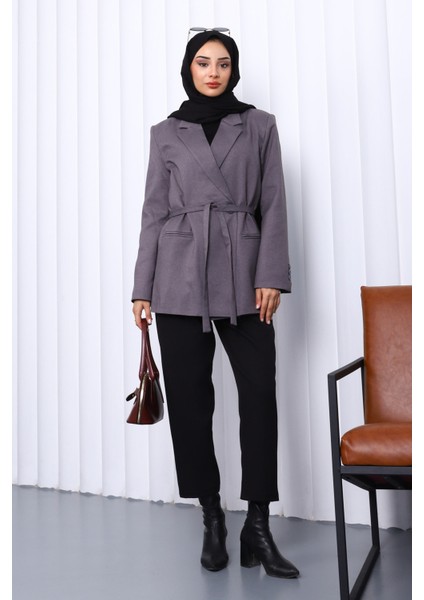 Füme Kruvaze Yaka Düğmeli Blazer Ceket fiyatları