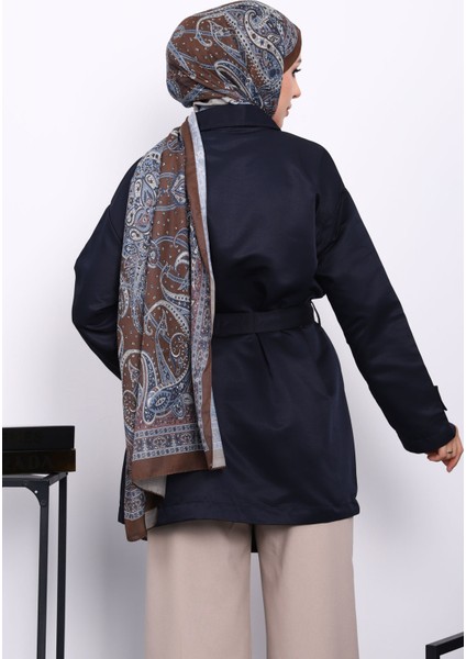 Lacivert Cep Detaylı Kuşaklı Ceket fırsatları