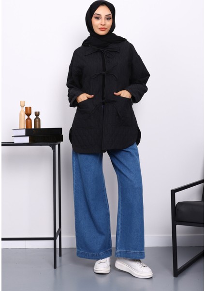 Siyah Yakalı Çift Cepli Kapitone Ceket fiyatları