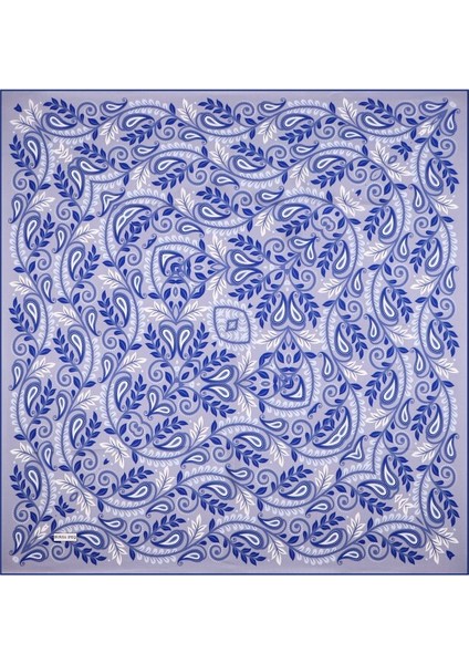 Buz Mavi Başak Desen Twill Ipek Eşarp