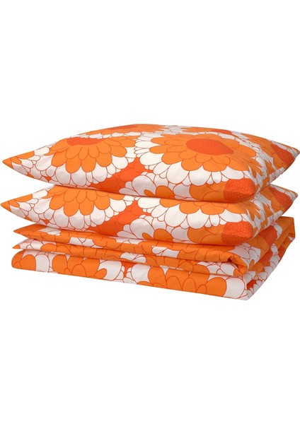 Çift Kişilik Nevresim Seti, Turuncu, 240X220/50X60 cm