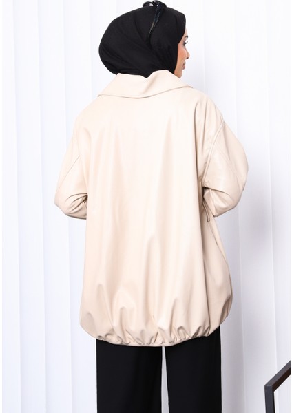 Bej Kemerli Deri Ceket fırsatları