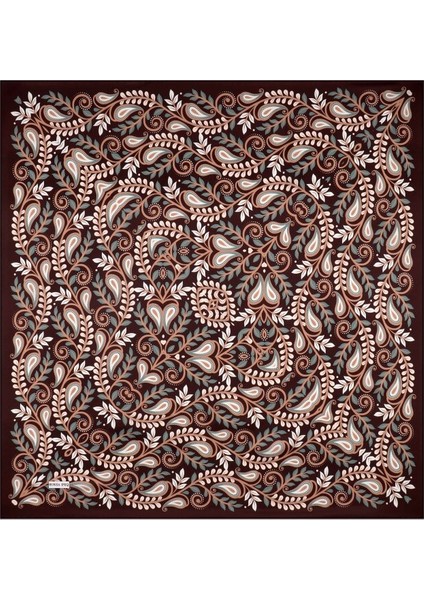 Kahverengi Başak Desen Twill Ipek Eşarp