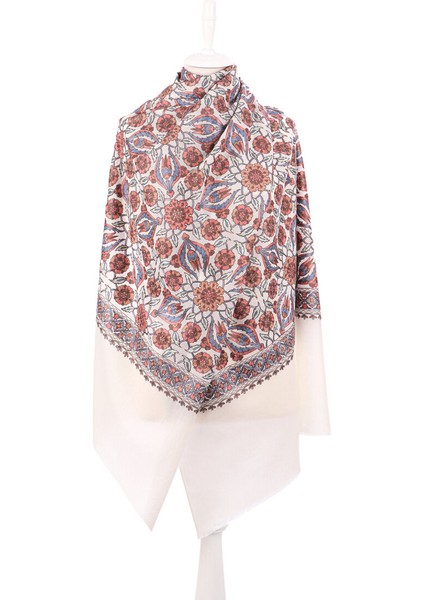 Krem Full Işlemeli Suzani Yün Şal fiyatları