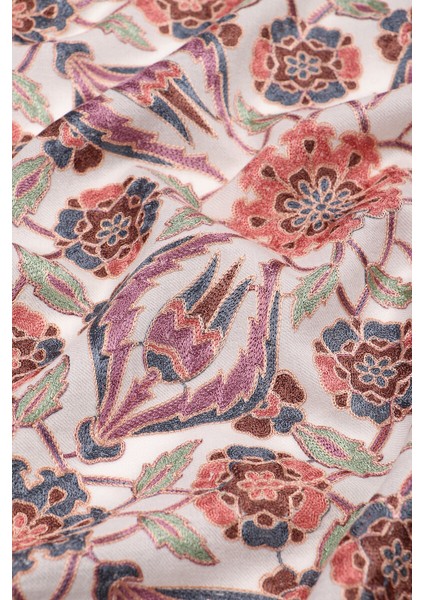 Krem Full Işlemeli Suzani Yün Şal fırsatları