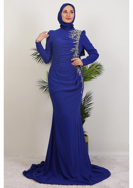 Akasya Buzy Abiye Gece Mavi