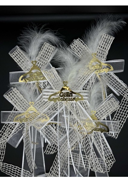 Gelin Bohçası Için 'gelin Bohçası' Yazılı 5 Adet Beyaz Bohça Çiçeği