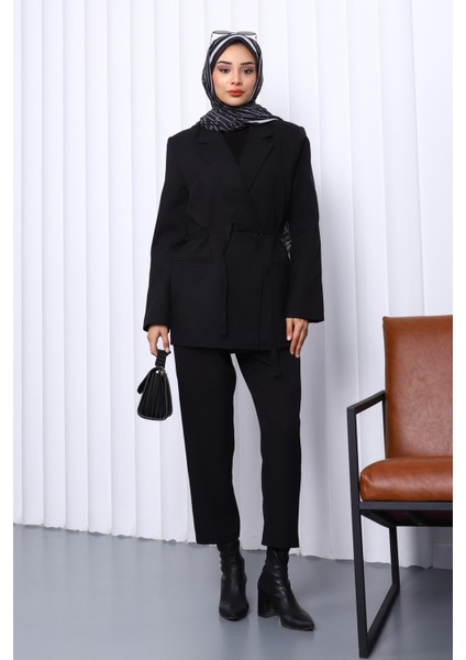 Siyah Kruvaze Yaka Düğmeli Blazer Ceket fiyatları