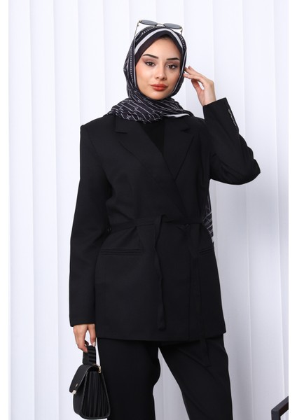 Siyah Kruvaze Yaka Düğmeli Blazer Ceket modelleri