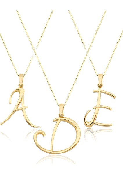 El Yazısı Harf Altın Kolye / 14 Ayar