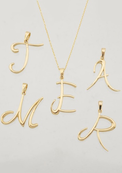 El Yazısı Harf Altın Kolye / 14 Ayar fiyatları