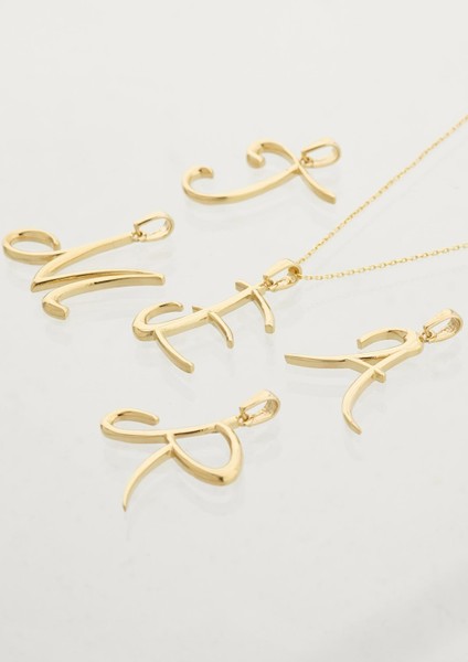 El Yazısı Harf Altın Kolye / 14 Ayar modelleri