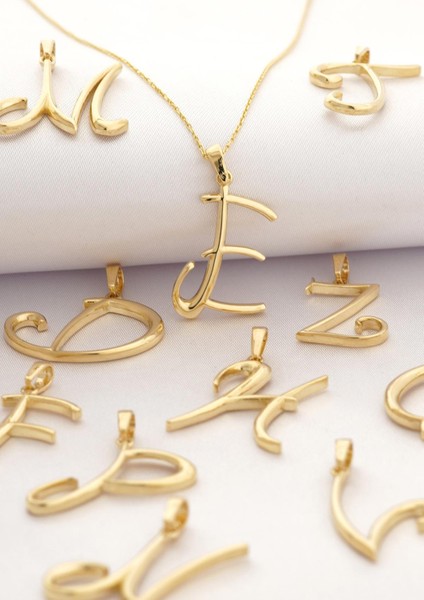 El Yazısı Harf Altın Kolye / 14 Ayar fırsatları
