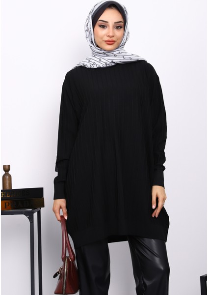 Siyah Merserize Salaş Triko Tunik modelleri