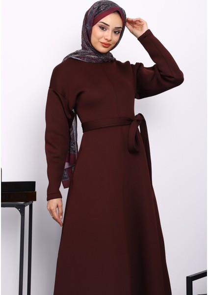 Mürdüm Bel Kuşaklı Scuba Elbise modelleri